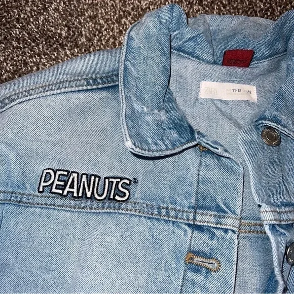 Zara Girls Peanuts Snoopy Denim Jean Jacket AND Hoodie SIZE 11-12 ❤️ - Picture 4 of 9